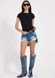 One Teaspoon: ONE TEASPOON Rollers Low Rise Denim Shorts - Pacifica