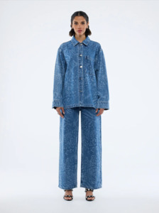 ENA PELLY Lisa Denim Shirt - Blue Mixed Animal