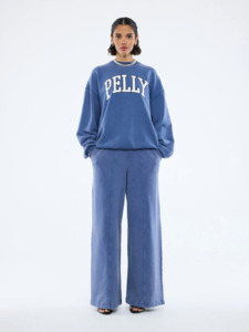 Ena Pelly: ENA PELLY EP Varsity Sweatshirt - Indigo Wash