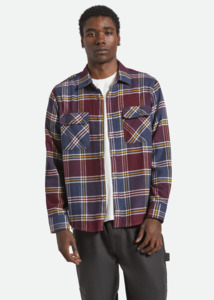 Brixton: BRIXTON Bowery Flannel - Mood Indigo/Port/Saffron