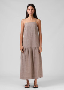 Rpm: RPM Lily Dress - Taupe Stripe