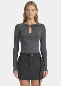 Sale: OWNLEY Isobel Jersey Top - Charcoal