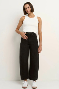 Womens: AMONG THE BRAVE Varsity Forward Seam Barrel Jeans - Black Wash