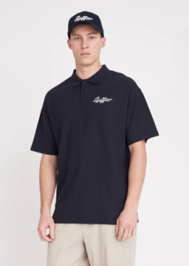 Shirts: HUFFER Par Short Sleeve Polo/Tap That - Navy