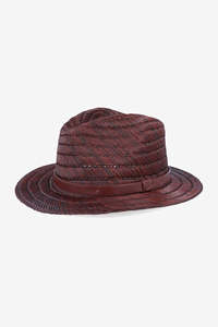 Brixton: BRIXTON Messer Straw Fedora - Dark Brown