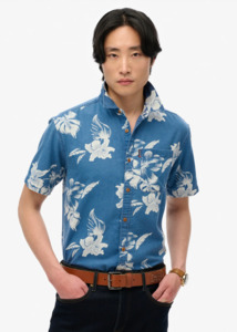 Mens: SUPERDRY Vintage Loom Short Sleeve Shirt - Chrissy Indigo Rinse