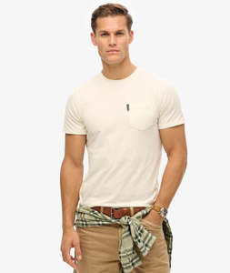 Mens: SUPERDRY Pocket Essential Pocket Tee - Bone White