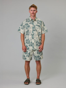 JUST ANOTHER FISHERMAN Aloha Short Sleeve Shirt - Yellow Palms