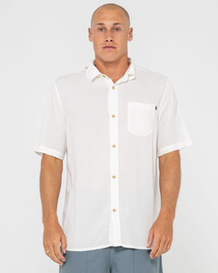 Rusty: RUSTY Razor Blade Short Sleeve Rayon Shirt - Whisper White