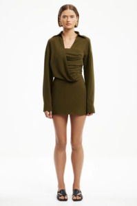 Significant Other: SIGNIFICANT OTHER Solenne Long Sleeve Mini Dress - Khaki