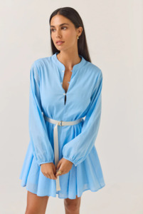 TUESDAY LABEL Godet Mini Dress - Sky Blue