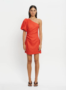 Kivari: KIVARI Anais One Shoulder Mini Dress - Red