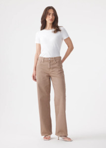 OUTLAND DENIM Olive Mid Slouchy Wide Jean - Mushroom