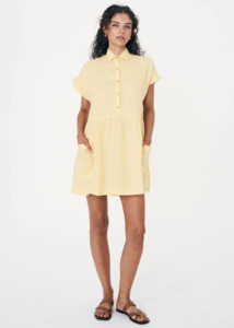 Rowie: ROWIE Gina Linen Mini Dress - Lemon