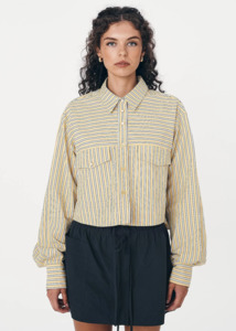 Rowie: ROWIE Cole Stripe Crop Shirt - Sunflower