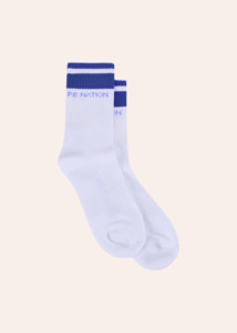 P E Nation: P.E NATION Homage Socks - Bright Navy/White