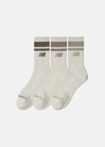 NEW BALANCE Everyday Stripe Mid Calf 3 Pack - Sea Salt