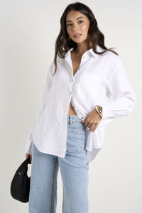 RE:UNION Optimum Linen Oversized Shirt - White