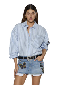 KSUBI Astra Long Sleeve Shirt - Blue Stripe Badge