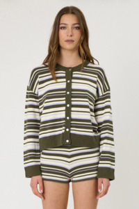Remain: REMAIN Bowie Cardigan - Olive Stripe