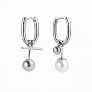 Womens: ME THE LABEL Irregular Charm Hoops – Silver