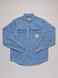 Mens: JUST ANOTHER FISHERMAN Loyalty Denim Shirt - Light Blue