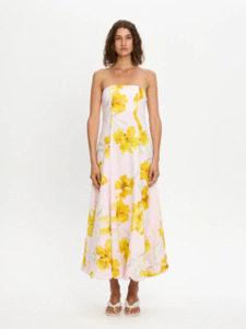 KIVARI Francine Strapless Maxi Dress - Pink/Yellow Floral