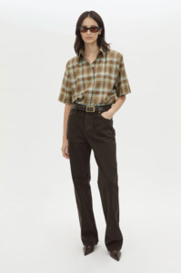 CAMILLA & MARC Arian Short Sleeve Check Shirt - Chocolate Check