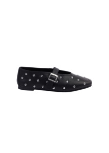 KATHRYN WILSON Isa Ballet - Black Calf/Silver Studs