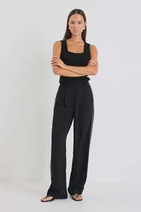 AMONG THE BRAVE Collective Piped Trim Pants - Black