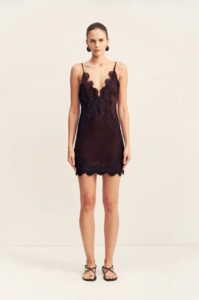 SHONA JOY Simona Lace Slip Mini Dress - Espresso
