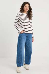 New Arrivals: AMONG THE BRAVE Tether Stripe LS Boxy Tee - Chocolate / White