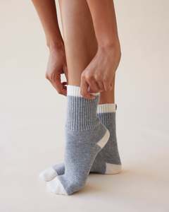 New Arrivals: DEAR DYLAN Wool Home Socks - Grey Marle / Ivory