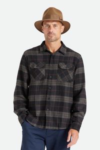 BRIXTON Bowery Long Sleeve Flannel - Black/Charcoal