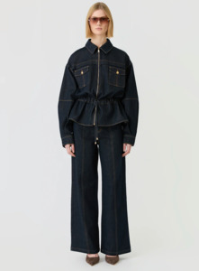 Esmaee: ESMAEE Franca Denim Jacket - Dark Indigo