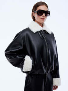 ENA PELLY Penny Leather Jacket - Black