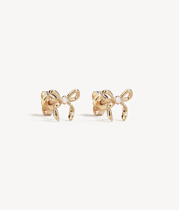 BY CHARLOTTE Forever More Bow Stud Earrings -18k Gold Vermeil