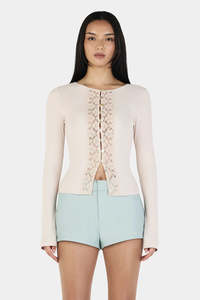 OWNLEY Nina Cardi Top - Cream