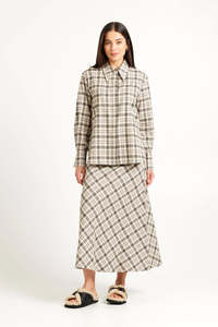 TUESDAY LABEL Fluid Skirt - Soft Plaid