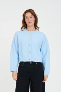 Womens: HUFFER Elle Cropped Stripe Cardigan - Iceberg