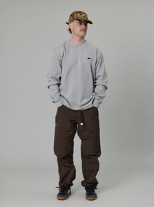 Mens: JUST ANOTHER FISHERMAN Stamp Pique L/S Tee - Grey Marle