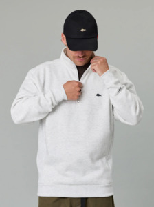 Mens: JUST ANOTHER FISHERMAN Stamp Coastal 1/4 Zip - Silver Marle