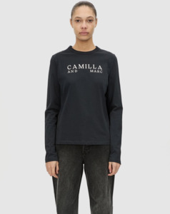 Camilla Marc: CAMILLA & MARC Era Long Sleeve Graphic Tee - Navy