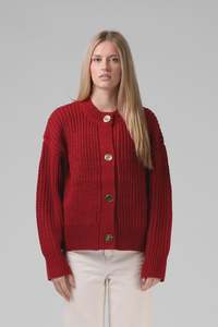 RPM Chunky Cardigan - Red Plum