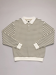 Mens: JUST ANOTHER FISHERMAN Seaway Polo - Off White Stripe