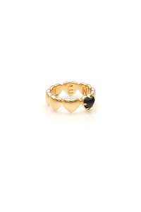 Stolen Girlfriends Club: STOLEN GIRLFRIENDS CLUB Band Of Hearts Ring Onyx - Gold Plated