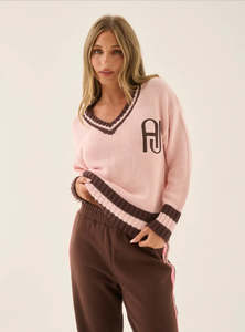 ARAMINTA JAMES AJ V Neck Knit Sweater - Dusty Rose