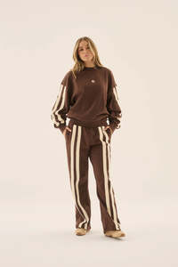ARAMINTA JAMES AJ Logo Stripe Track Pant - Chicory Coffee
