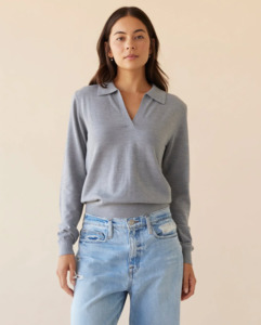 DEAR DYLAN Merino Polo - Grey Marle