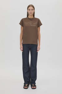 CAMILLA & MARC Maren Logo Roll Sleeve Tee - Chocolate